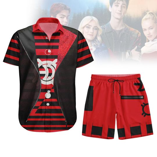 Victor Zombies 4 Cosplay Hawaiian Shirt/Shorts, Disney Zombies 4 Button Shirt, Disney Victor Costume Shirt, Halloween Cosplay Hawaii