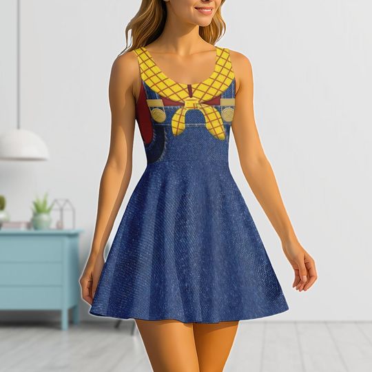 Stinky Pete Villain Dress, Toy Story Cosplay Skater Dress, Pixar Halloween Costume, Western Skater Dress Outfit, Women Skater Dress