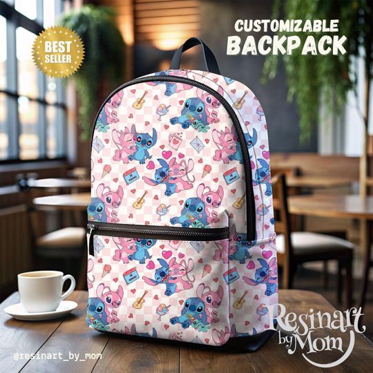 Stitch and Angel Backpack, Stitch Backpack for kids, Disney Backpack, Disney Bag, Disney School Bag, Customizable Backpack