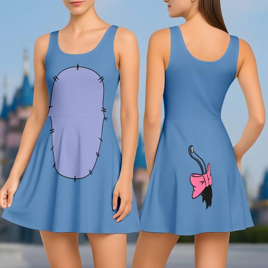 Eeyore Costume Skater Dress, Disneyland Trip Dress Women, Disneybound Eeyore Outfit, Spooky Park Running Dress, Winnie The Pooh Dress