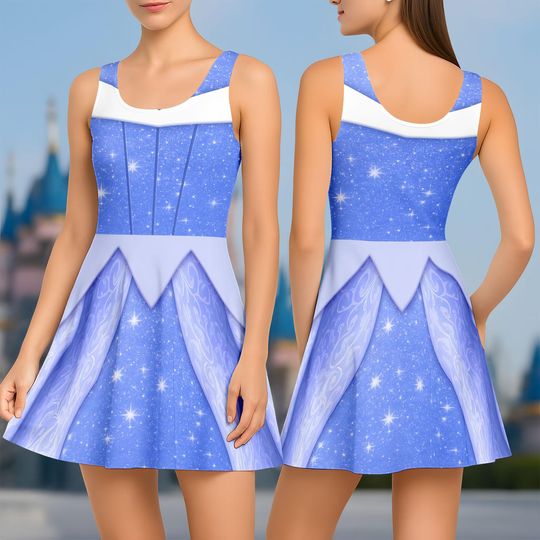 Aurora Make It Blue Skater Dress, Sleeping Beauty Disneybound Outfit, Disneyland Trip Dress For Women, Princess Running Dress, Fan Gift