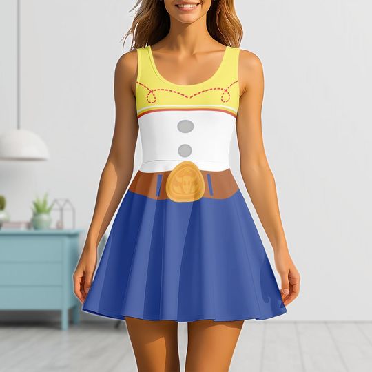 Jessie Cowgirl Skater Dress, Toy Story Costume Dress, Jessie Cosplay Dress, Western Halloween Dress, Jessie Costume Skater Women Dress