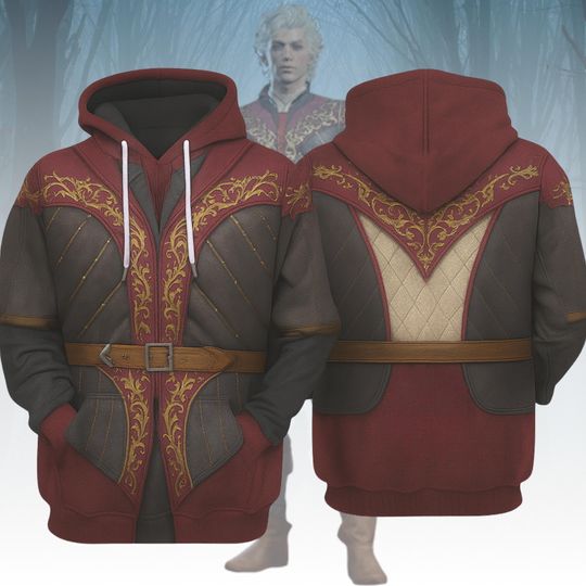 Astarion Baldur's Gate 3 Costume Hoodie, Vampire Rogue RPG Cosplay Hoodie, Fantasy Video Game Halloween Outfit, DnD Fan Gift