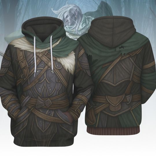 Drizzt Do'Urden Dungeons And Dragons Costume Hoodie, Dark Elf Ranger Cosplay Hoodie Men, Fantasy Halloween Unisex Hoodie, RPG Fan Hoodi