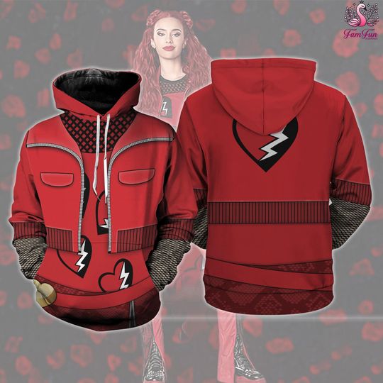 Descendants Red All Over Print Hoodie, Descendants The Rise of Red Costume, Descendants Halloween Cosplay Costume, Disneyland Halloween