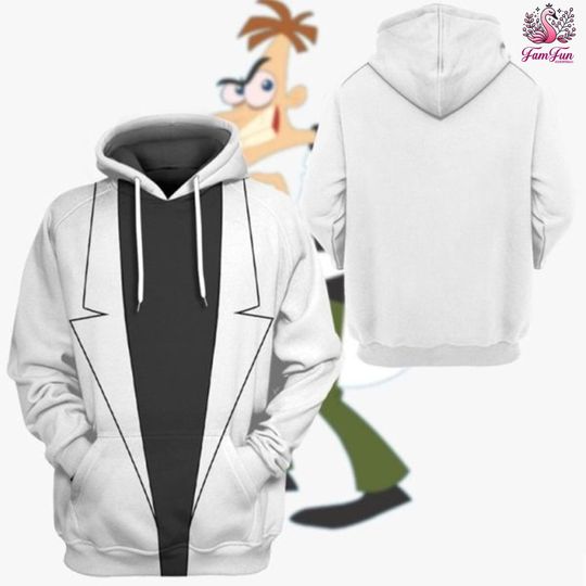 Phineas And Ferb Heinz Doofenshmirtz 3D All Over Print Hoodie, Heinz Doofenshmirtz 3D T-Shirt, Dr Heinz Halloween Cosplay Costume Tee
