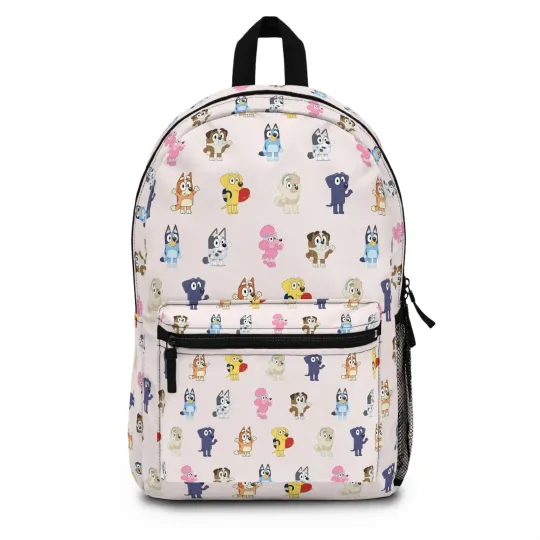 BlueyDad And Friends Backpack, BlueyDad Backpack, Kid Cartoon Backpack, Back To School