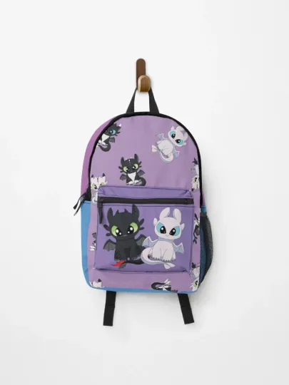 Toothless & Light Fury Baby Dragons Backpack, HTTYD Night Lights Bag
