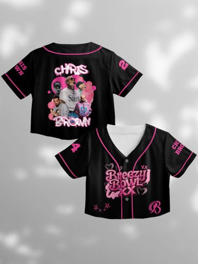 Personalized Chris Brown Breezy Bowl XX Tour 2025 Crop Top Baseball Jersey, Breezy Bowl Jersey, Chris Brown Jersey, Gift for Team Breezy