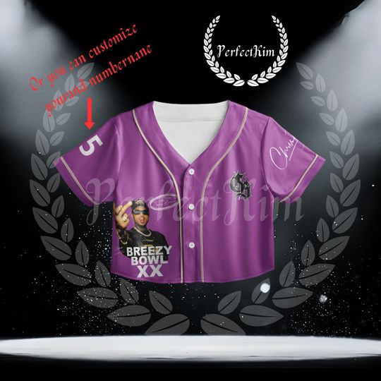 Custom Chris Brown Breezy Bowl XX Tour 2025 Crop Top Baseball Jersey, Chris Brown Merch