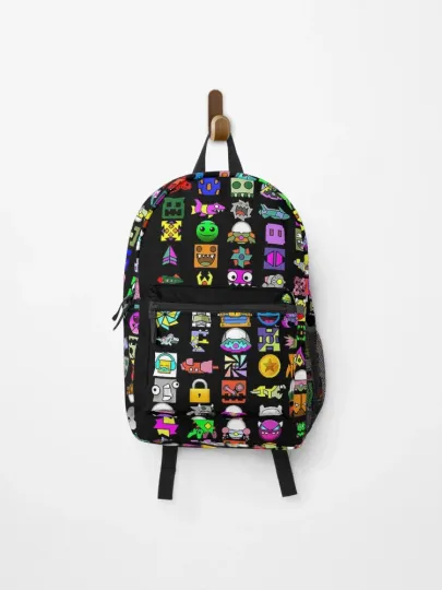 Geometry Dash Backpack, Pixel Game Level Design Gamer Fan School Book Bag