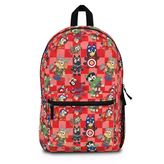BlueyDad Super Hero Marvel Character School Backpack, BlueyDad Backpack, Marvel Bag