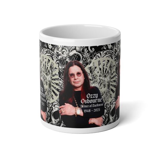 Ozzy Osbourne Tribute Jumbo Mug Coffee Cup Rocker Gift Music Lover's Collectible Memorial Mug Kitchen Decor