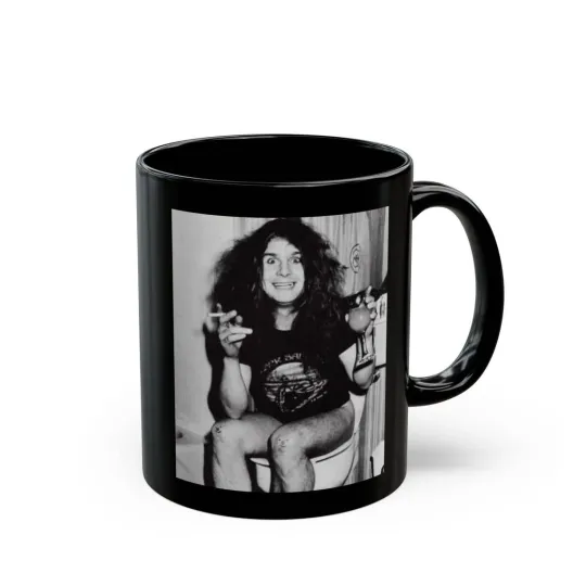 Ozzy Osbourne Vintage Black Mug - Fan Art Coffee Cup & Bathroom Joke Gift
