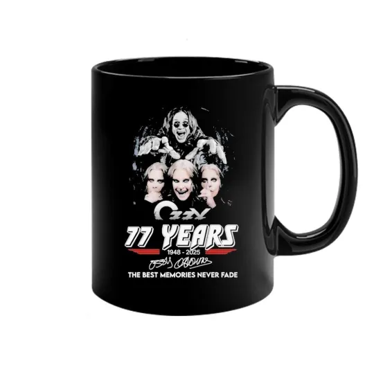 Ozzy Osbourne 77 Years 1948-2025 Signature Mug