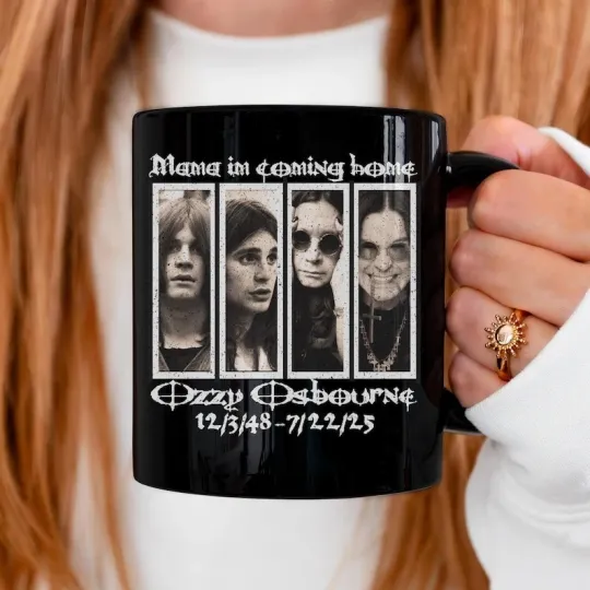 Ozzy Osbourne Mug Black Metal Vintage Ozzy Fan Collectible Kitchen Drinkware