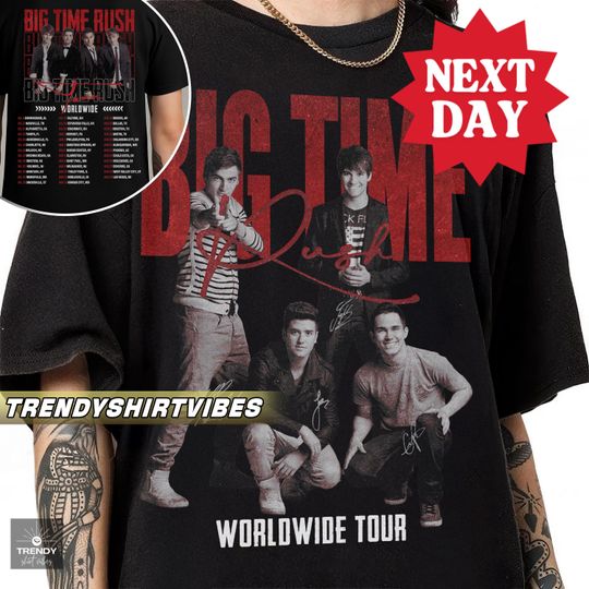 Big Time Rush Tour 2025 Shirt, Big Time Rush Band Tee, Pop Music Fan Gift, Vintage Concert Band Tee, 90s Music BTR Fan, In Real Life Tour