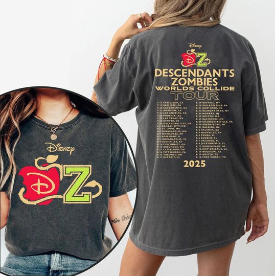 Comfort Colors Descendants Zombies World Collide Tour Shirt, The Rise Of Red Characters, Descendants Team Shirt, Summer Music Festival 2025