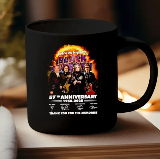 Black Sabbath 57th Anniversary Mug 1968–2025 Thank You Cup