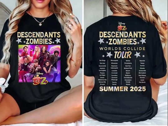 Descendants Zombies World Tour 2025 Shirt, Descendants Zombies Worlds Collide Tour Oufit, Trending Tee, Disneyland Vacation Trip Gift 2025