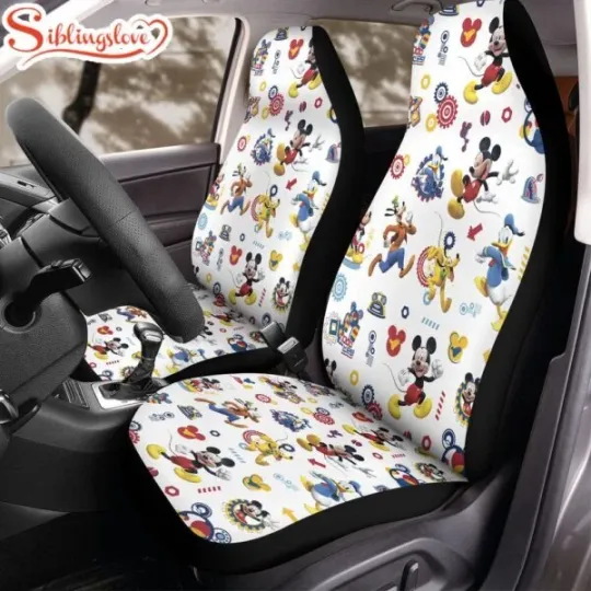 Donald Duck Goofy Car Seat Covers Colorful Cartoon Pattern Auto Look