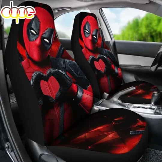 Deadpool Heart Hands Car Seat Covers Funny Marvel Gift Comic Style Decor
