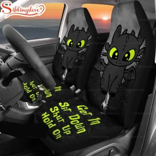 Toothless Sit Down Shut Up Car Seat Covers Cartoon Dragon Fan Gift Set