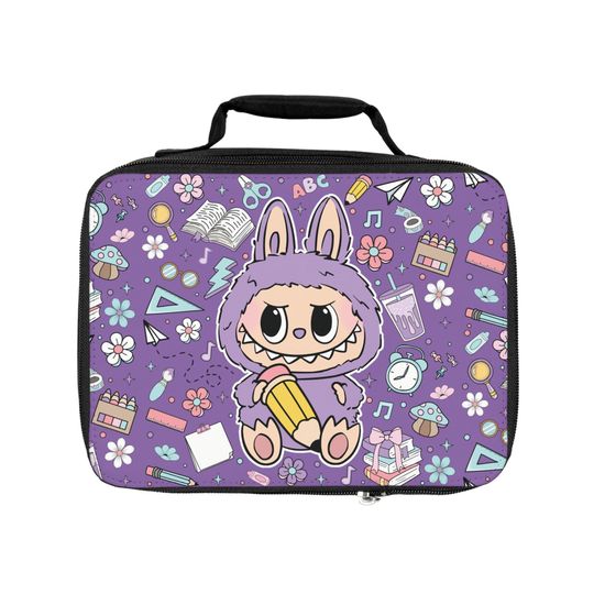 Labubu Inspired Kids Lunch Box Cute Back to School Lunch Bag for Girls Kawaii Bunny Monster School Supplies Theme