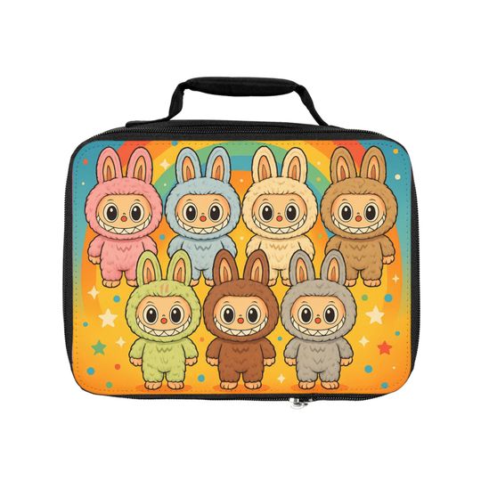 Labubu Rainbow Lunch Bag Cute Monster Character Insulated Lunch Tote Reusable Food Bag for Work School or Travel Gift for Collectors
