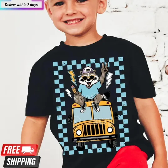 Back To School Racoon Boy Shirt First Day Of School Outfit Preppy Back To School