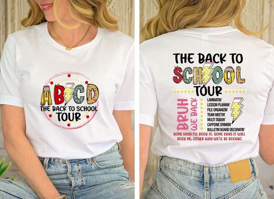 ABCD Teacher shirt, Cute Back To School Tour shirt, Two Sided First Day Of School shirt, Retro pre-school Teacher Gift, Funny Teacher Tee