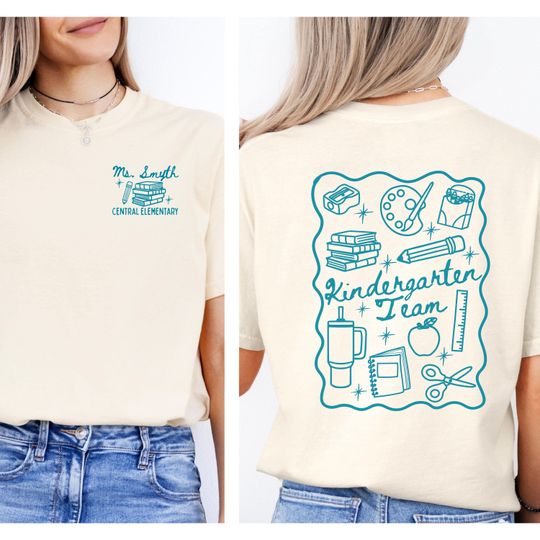 Comfort Colors kindergarten team teacher shirt Kinder team matching group tshirt Personalized back to school shirt Teacher appreciation gift