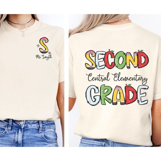 Comfort Colors second grade team teacher shirt 2nd grade matching group tshirt Personalized back to school shirt Teacher appreciation gift