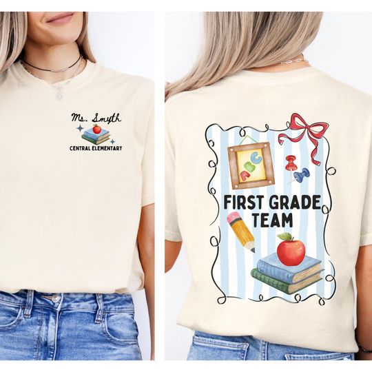 Comfort Colors first grade teacher shirt 1st grade team matching group tshirt Personalized back to school shirt teacher appreciation gift