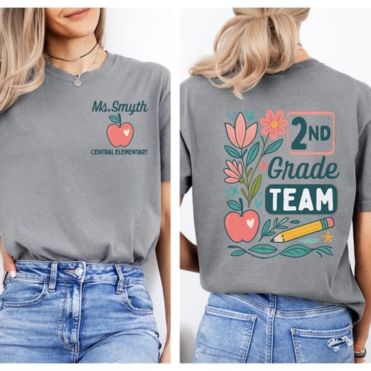 Comfort Colors second grade team teacher shirt 2nd grade matching group tshirt Personalized back to school shirt Teacher appreciation gift