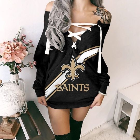 New Orleans Saints Long Lace Up Sweatshirt