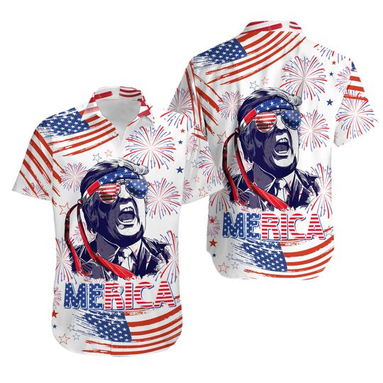 No More Bullsh*t Trump Make 4th July Great Again 4th July Hawaiian Shirt, Patriotic America July Fourth Button Up Shirt, Independence Day