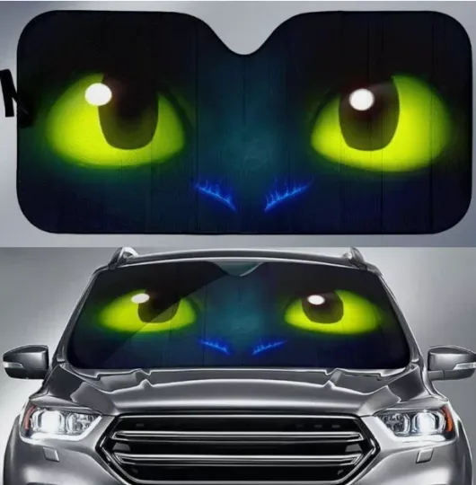 Cute Toothless Cartoon Car Sunshade, Man Cave Car Garage Accessories Home Decor