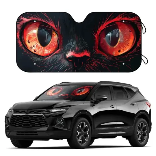 Fit Red Animal Eyes Car Sun Shade, Movie Auto Sunshade, Trip Accessory