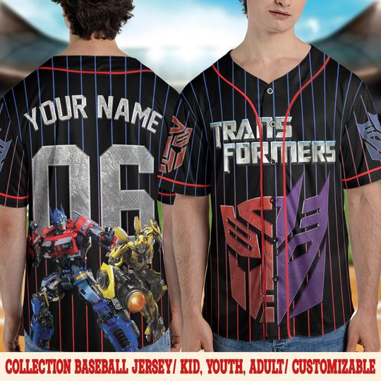 Custom Transformers Baseball Jersey Tee, Transformers Tee, Transformers Jersey, Movie Shirt, Movie Lover Gift,Transformers Fan Gift