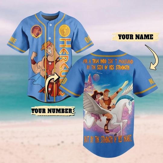 Vintage 90's Disney Hercules Shirt, Custom Hercules Baseball Jersey, Magic Kingdom Shirt, Disneyworld Shirt, Disney Family Baseball Tee