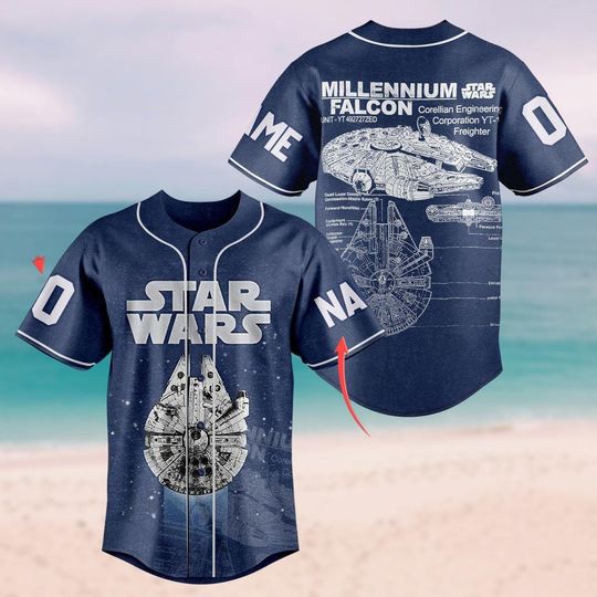 Custom Star Wars Baseball Jersey, Millennium Falcon Baseball Shirt, Galaxy's Edge Baseball Shirt, Star Wars Day Shirt, Disney Movie Tee