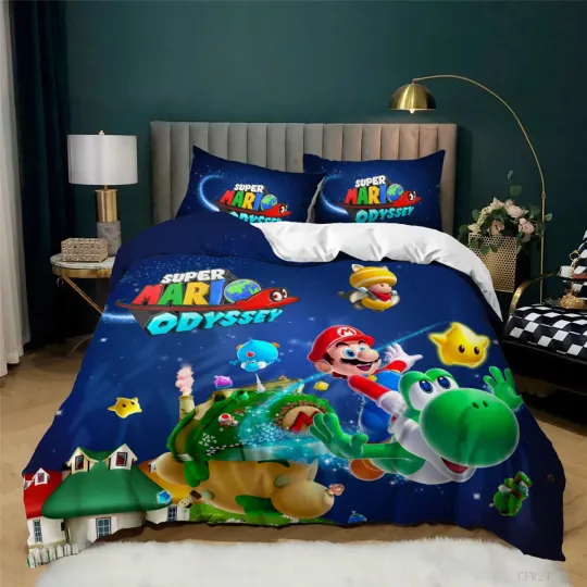 Super Mario Flying Single Double Queen King Bedding Set