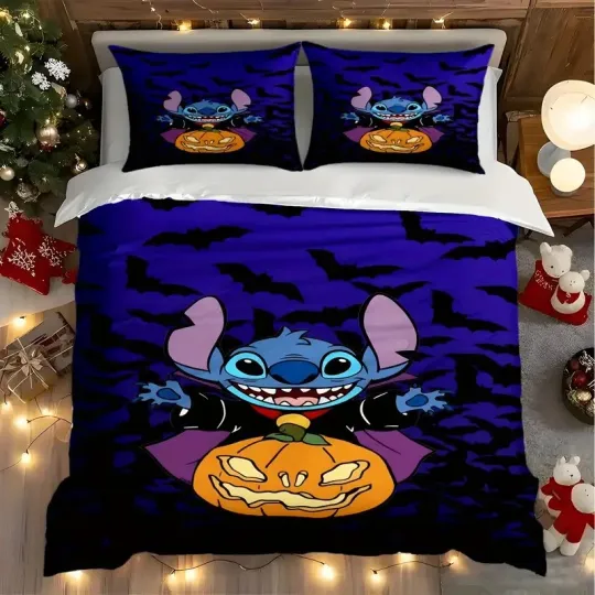 Stitch Horror Pumpkin Happy Halloween Spooky Season Lilo & Stitch Bedding Set