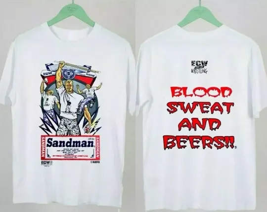 Sandman Blood Sweat Beers Shirt, Ec Mens T-Shirt Double Sided Cotton For Fans
