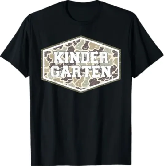 Retro Back to School Boys Old Camo Kindergarten T-Shirt