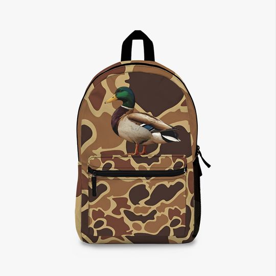 Camo Bookbag/Woodland Camo Backpack/Trendy Camouflaged Travel bag/Country Life Hunting Backpack/Mallard Duck Bookbag/Kids School Bag