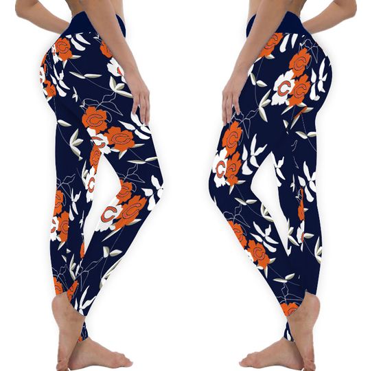 Chicago Bears Flower Gym Yoga Pants Leggings