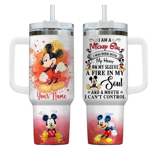 Mickey 40oz Tumbler, Personalized Tumbler, I Am A Mickey Girl Tumbler, Stainless Steel Tumbler