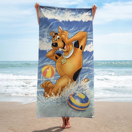 vintage cartoon network scooby doo beach towel blue cotton rectangle y2k 2004